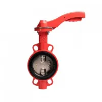 Затвор дисковый поворотный межфланцевый DN 80 PN 16 тип 017W КРАСНЫЙ Q диск чугун с рукояткой ИСПОЛНЕНИЕ 2 DENDOR УТ000007845