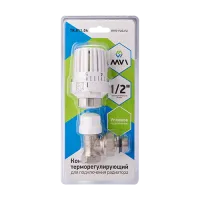 Комплект для подключения радиатора 2 в 1 терморегулирующий угловой 1/2' MVI TR.611.04 Москва