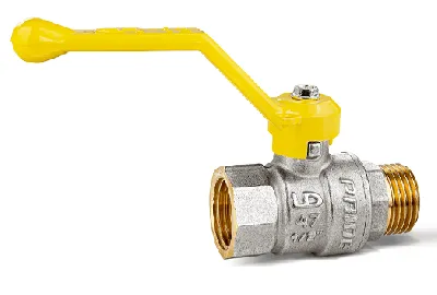 Кран шаровый латунный никелированный 11б27п Ду15 Ру40 (1/2') ВР/НР рычаг GAS LD Pride LD 47.353.15