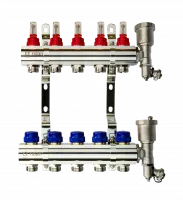 Коллекторная группа FHF-5RF set 5 контуров 1' х 3/4' с расходомерами, воздухоотводчиками и кронштейнами Ridan 088U0725R Москва