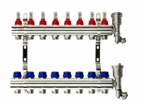 Коллекторная группа FHF-8RF set 8 контуров 1' х 3/4' с расходомерами, воздухоотводчиками и кронштейнами Ridan 088U0728R