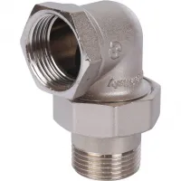 Соединение разъемное угловое 'американка' ВН, уплотнение под гайкой o-ring кольцо, никелированное 1' STOUT RG008T5Q9SU3BL