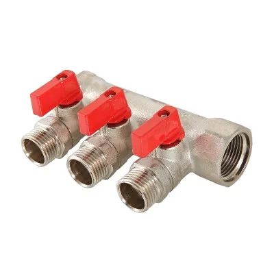 Коллектор 3/4' х 2 выхода 1/2' НР с отсекающими кранами VALTEC O58104052 Москва