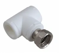 Тройник с накидной гайкой 25x1'x25 полипропиленовый PPR белый Valfex 11140125
