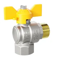 Кран шаровой латунный угловой Ду 25 (1') Ру 40 бабочка GAS LD Pride LD 47.252.25