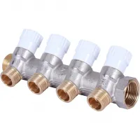 Коллектор распределительный 3/4', 4 отвода 1/2' плоское уплотнение STOUT RG008TN2KF9AL6 Москва