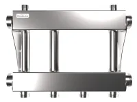 Коллектор модульный MKSS-250-2x32 на 2 контура G 1 1/4', 2 магистрали G 2', до 250 кВт, нерж. сталь Gidruss 1R 02505 00