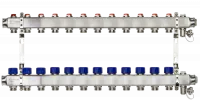 Коллекторная группа SSM-12R set 12 контуров 1' x 3/4' с термостатическими клапанами и кронштейнами Ridan 088U0982R