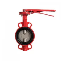 Затвор дисковый поворотный межфланцевый DN 100 PN 16 тип 017W диск чугун, с рукояткой для систем пожаротушения DENDOR УТ000001217