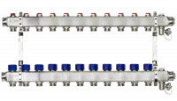 Коллекторная группа SSM-11R set 11 контуров 1' x 3/4' с термостатическими клапанами и кронштейнами Ridan 088U0981R