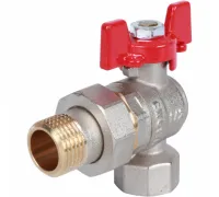 Кран шаровой угловой с американкой 1/2 ВН/НР, ручка бабочка Rommer RG008UB5BNBF2A