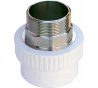 Муфта комбинированная 110x4' НР под ключ полипропиленовая PPR белая Valfex 10135110