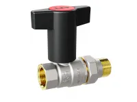 Кран шаровой латунный никелированный со сгоном (американка) Ду 15 Ру 40 (1/2') ВР/НР Т-рукоятка LD Pride LD 47.348.15